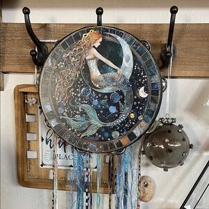 Mermaid Moon Wall Hanging in Navy and Teal